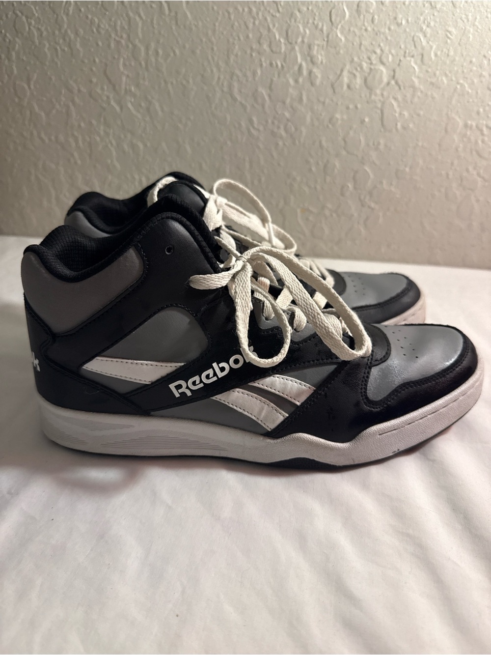 Reebok Black, Gray and White High-Top Sneakers